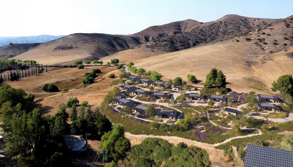 A mockup of a campus nestled in the Simi Valley hills for a future Camp Alonim campus.