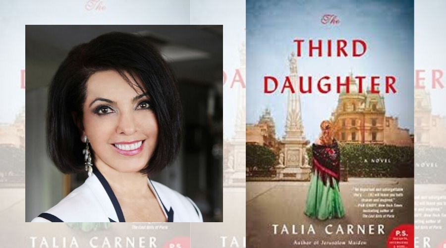 headshot of Talia Carner and her book cover, The Third Daughter