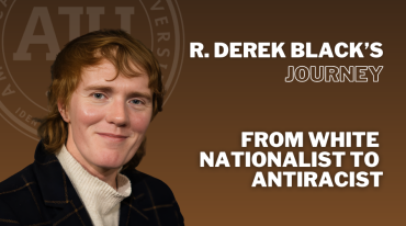 R. Derek Black Headshot with text: R. Derek Black's Journey from White Nationalist to Antiracist